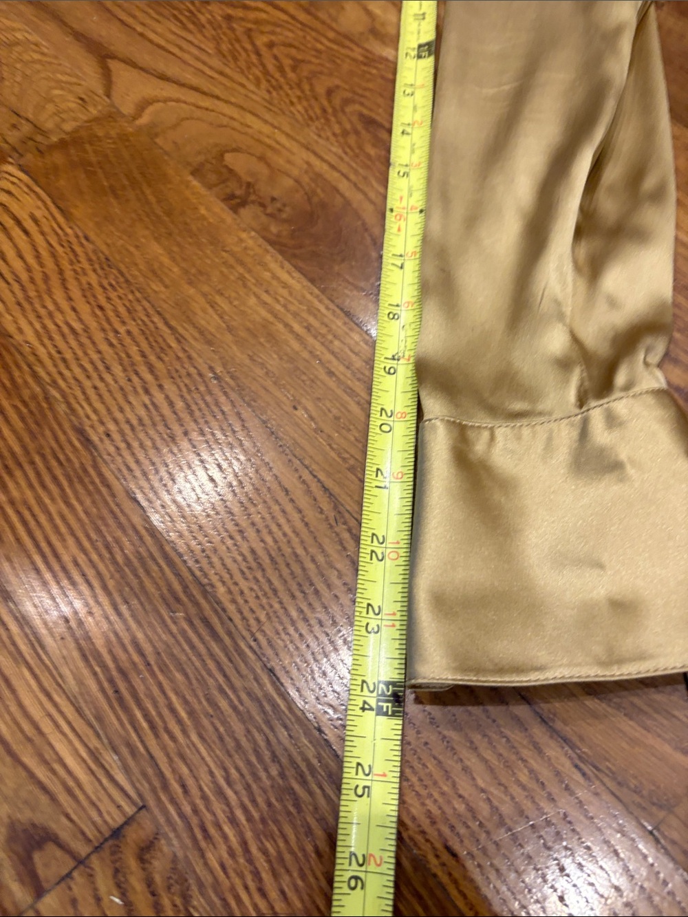 Cache Gold Satin Ruched Button-Down Blouse - Picture 8 of 8